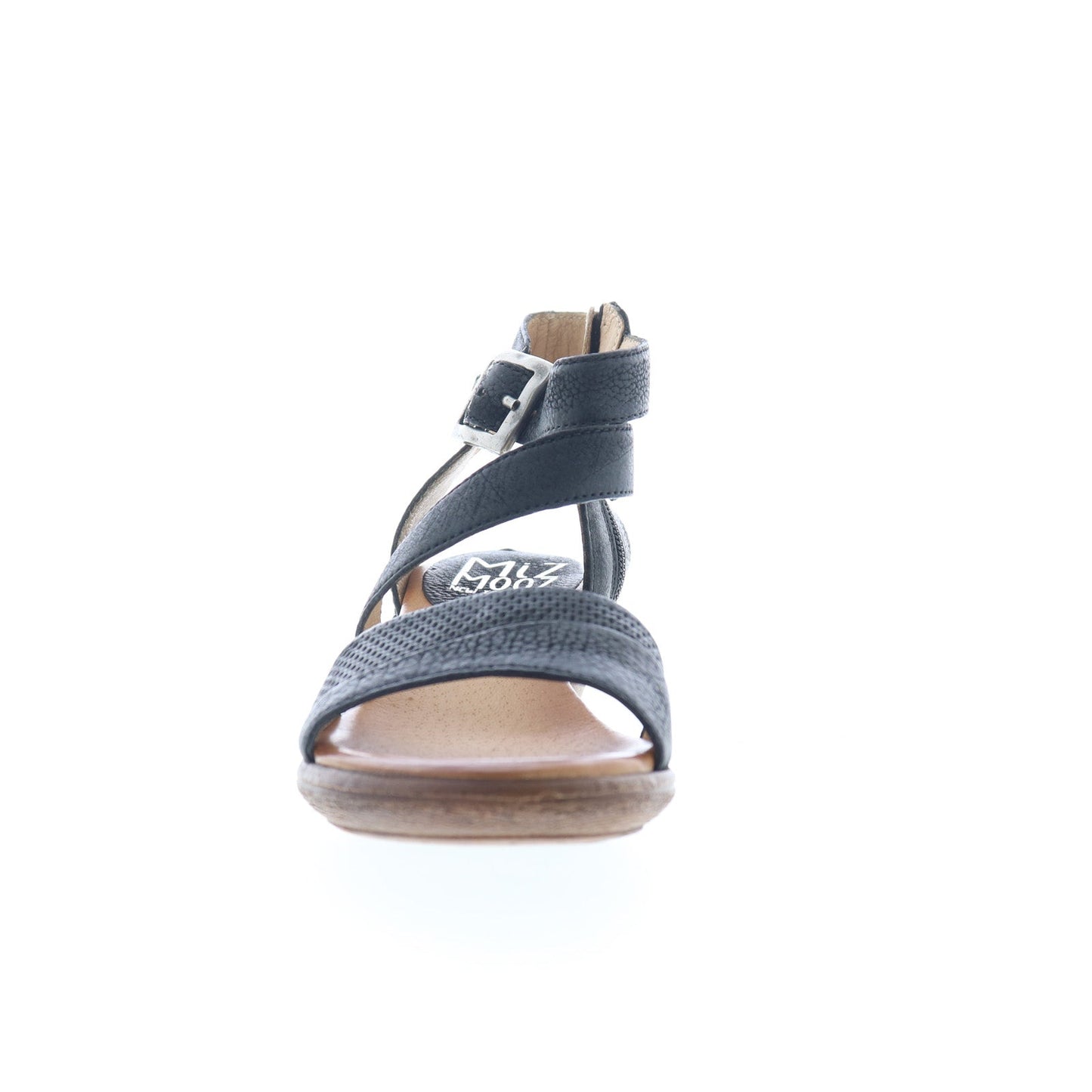 Miz Mooz Coolidge Womens Black Leather Hook & Loop Heeled Sandals Shoes