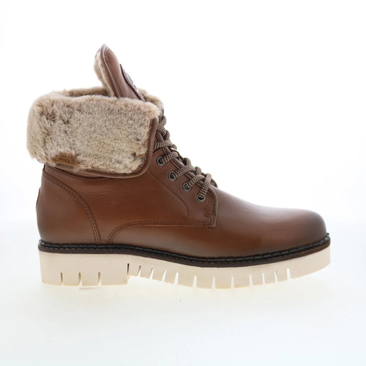 Pajar Petra PDPAB00306.01 Womens Brown Leather Lace Up Ankle & Booties Boots