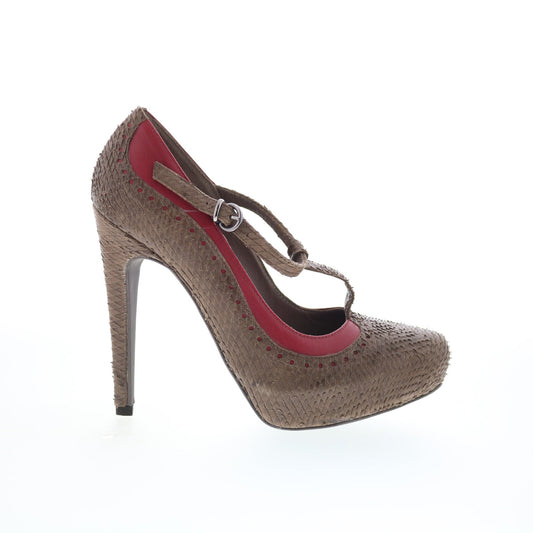 RD Company W-RD3 Womens Brown Leather Hook & Loop Pumps Heels Shoes