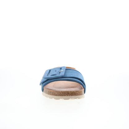Miz Mooz Reiko Womens Blue Suede Slip On Slides Sandals Shoes