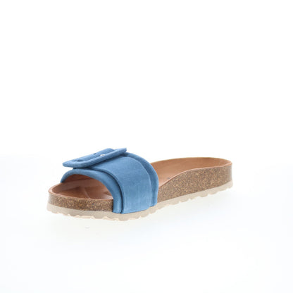 Miz Mooz Reiko Womens Blue Suede Slip On Slides Sandals Shoes