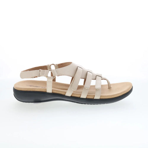 Trotters Ria T2520-112 Womens Beige Leather Strap Sandals Shoes