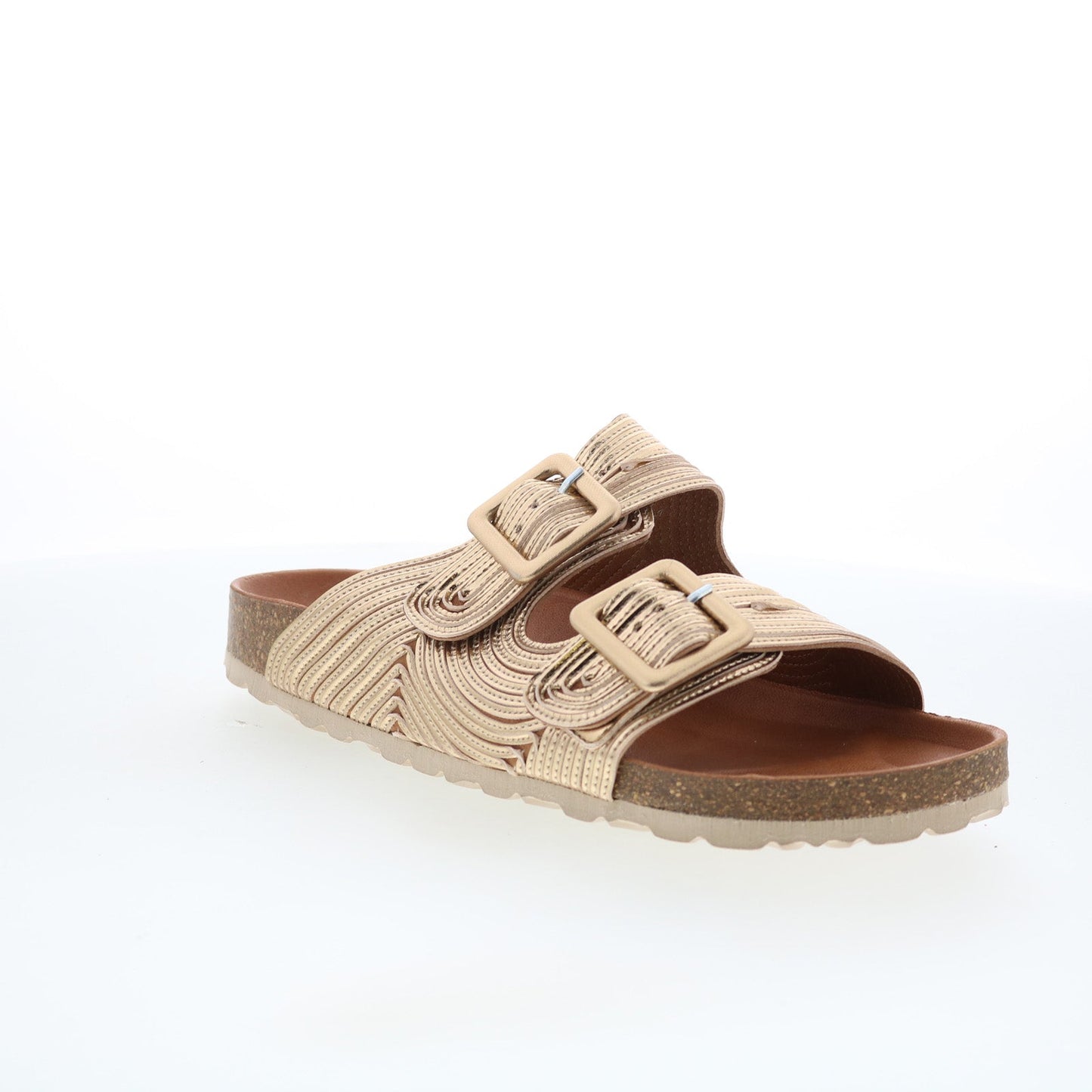 Miz Mooz Ruth Womens Gold Synthetic Slip On Slides Sandals Shoes