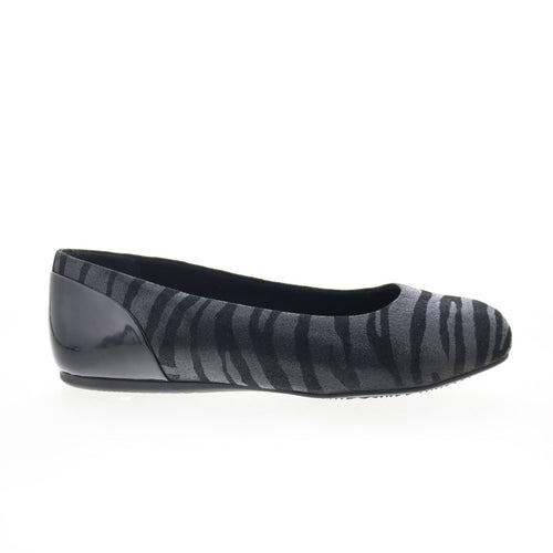 Softwalk Sonoma S1862-941 Womens Black Wide Leather Ballet Flats Shoes