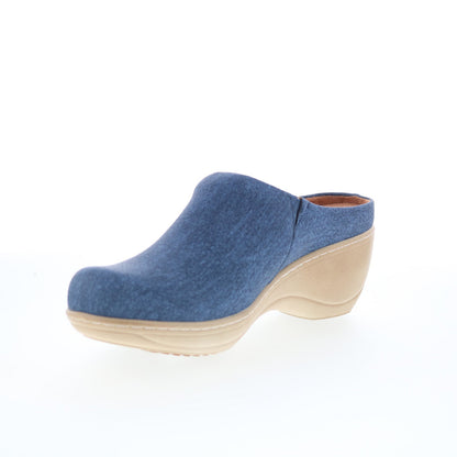 SoftWalk Madison S2056-421 Womens Blue Synthetic Slip On Clog Flats Shoes
