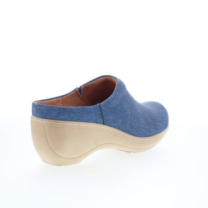 SoftWalk Madison S2056-421 Womens Blue Synthetic Slip On Clog Flats Shoes