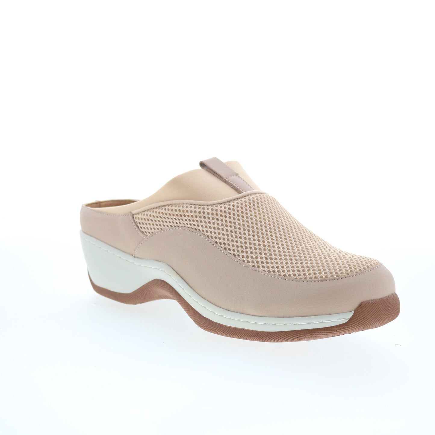 SoftWalk Aberdeen S2100-131 Womens Beige Leather Slip On Clog Flats Shoes