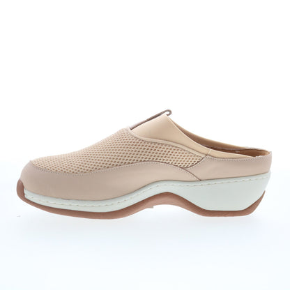 SoftWalk Aberdeen S2100-131 Womens Beige Leather Slip On Clog Flats Shoes