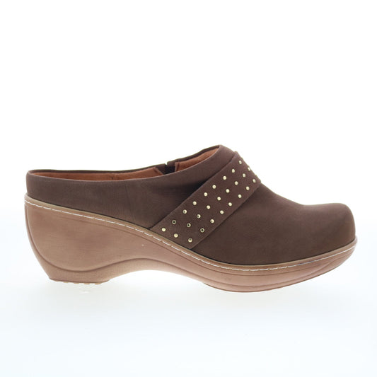 SoftWalk Marana S2312-211 Womens Brown Nubuck Slip On Clog Flats Shoes