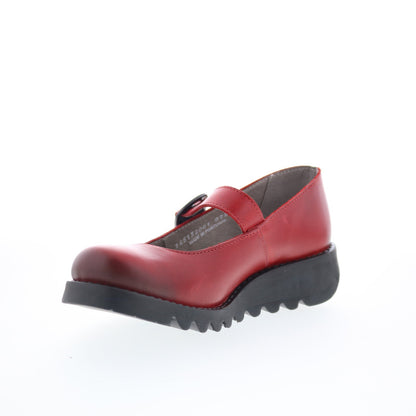 Fly London Samp SAMP132FLY-001 Womens Red Leather Mary Jane Flats Shoes