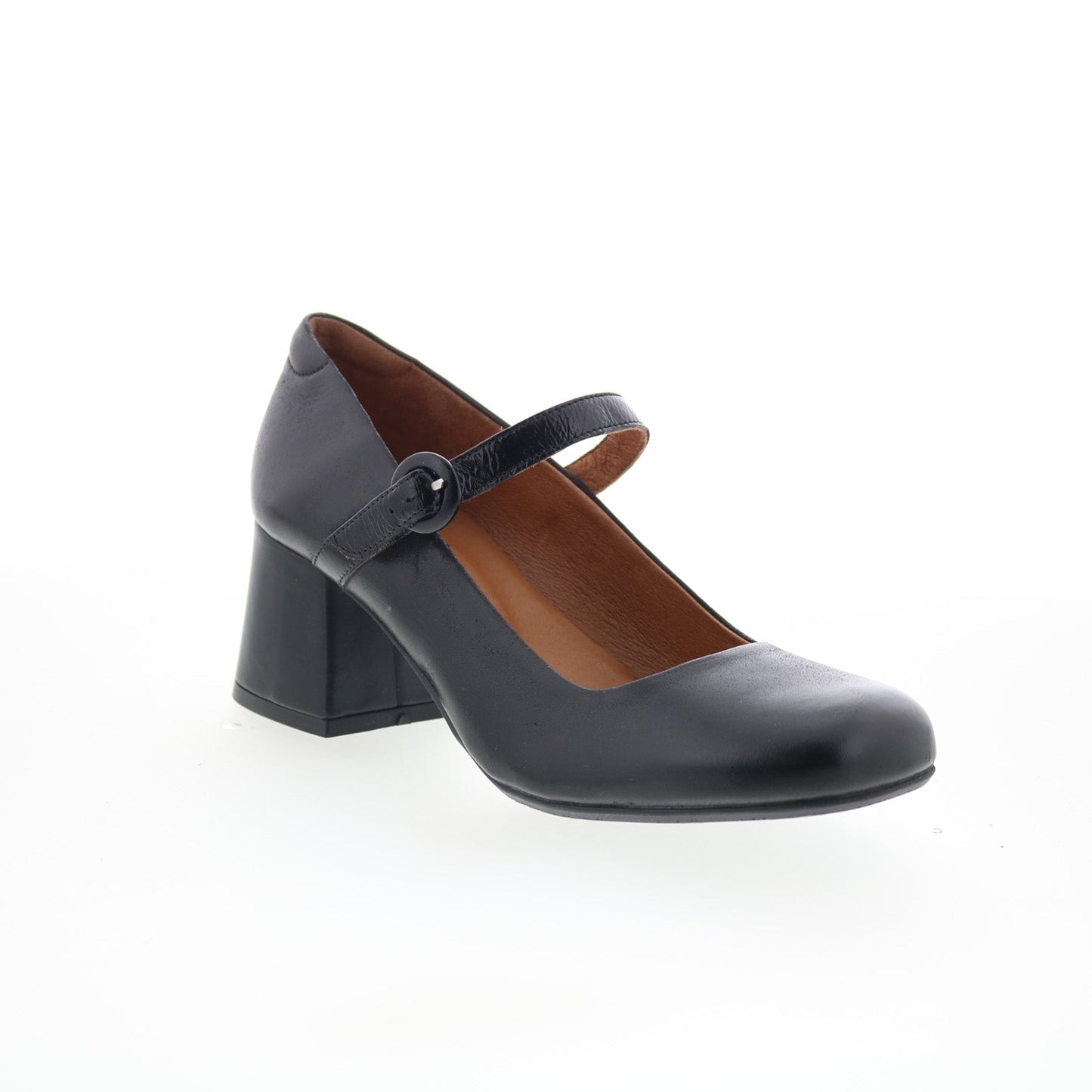 Miz Mooz Seely Womens Black Leather Hook & Loop Pumps Heels Shoes