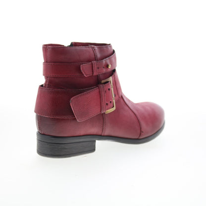 Miz Mooz Shermie Womens Red Leather Zipper Ankle & Booties Boots