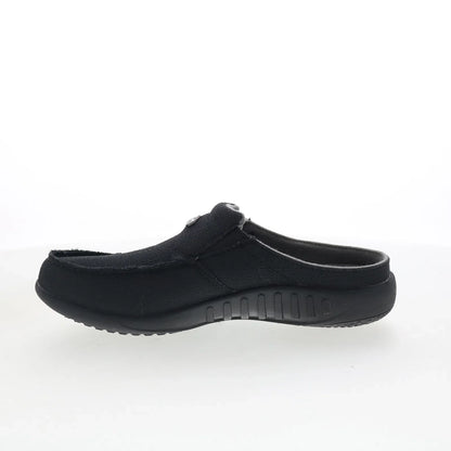 Spenco Siesta Prana SLD SP1226BLK Womens Black Canvas Clogs Slippers Shoes