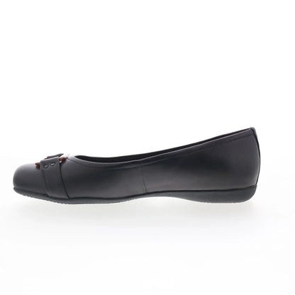 Trotters Sizzle Signature T1251-093 Womens Black Leather Ballet Flats Shoes