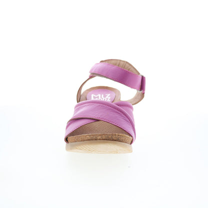 Miz Mooz Sofie Womens Pink Leather Strap Wedges Sandals Shoes