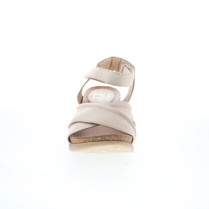 Miz Mooz Sofie Womens Beige Leather Strap Wedges Sandals Shoes