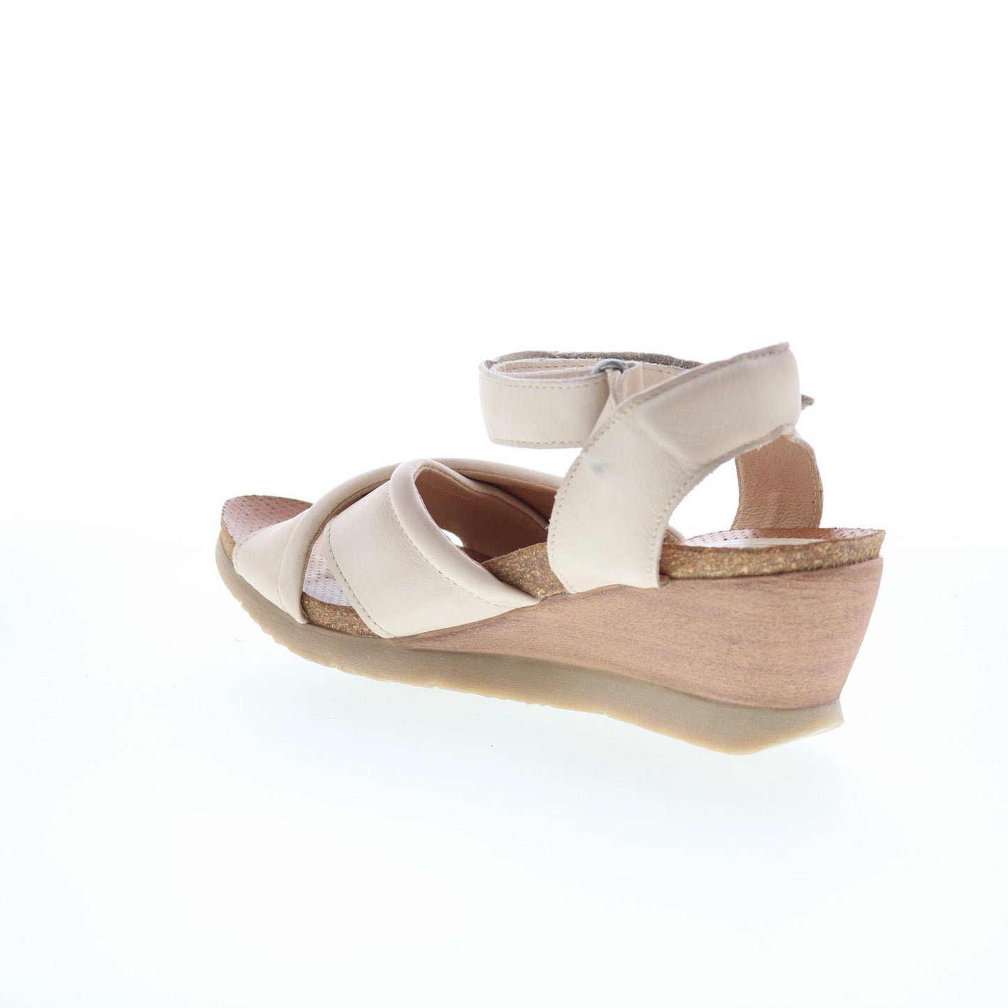 Miz Mooz Sofie Womens Beige Leather Strap Wedges Sandals Shoes