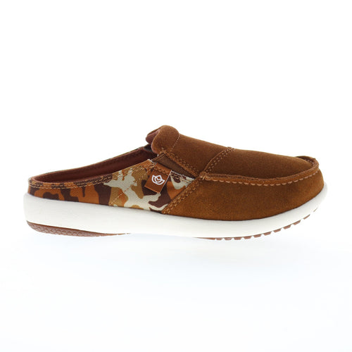 Spenco Siesta Via Slide SP1036CSH Womens Brown Suede Mule Sandals Shoes