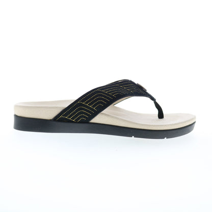 Spenco Laguna Ellie SP1086BLK Womens Black Suede Flip-Flops Sandals Shoes