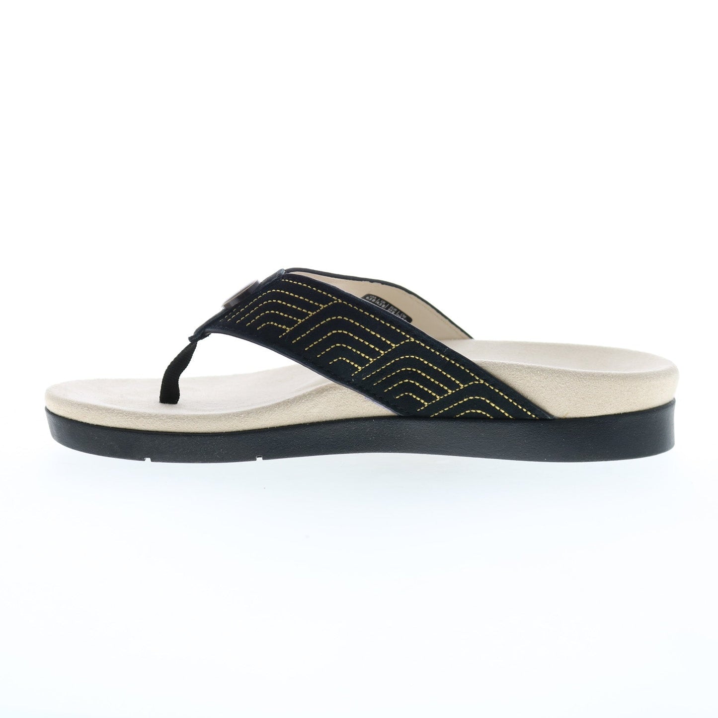 Spenco Laguna Ellie SP1086BLK Womens Black Suede Flip-Flops Sandals Shoes