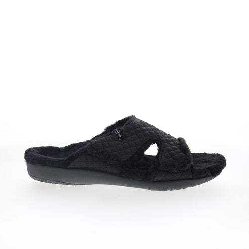 Spenco Janie Slipper SP1113BLK Womens Black Canvas Slides Sandals Shoes