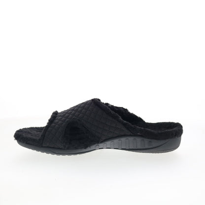 Spenco Janie Slipper SP1113BLK Womens Black Canvas Slides Sandals Shoes