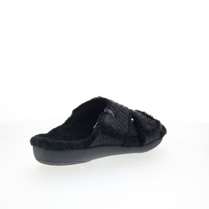 Spenco Janie Slipper SP1113BLK Womens Black Canvas Slides Sandals Shoes