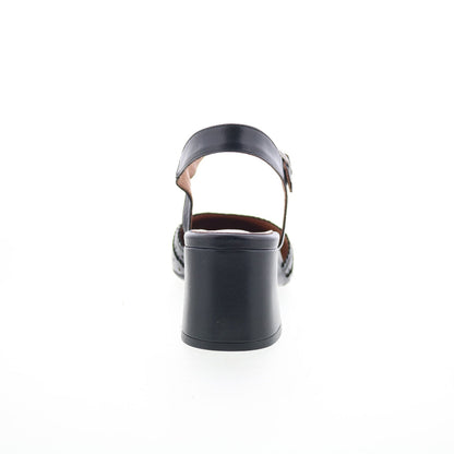 Miz Mooz Storrs Womens Black Leather Hook & Loop Heeled Sandals Shoes