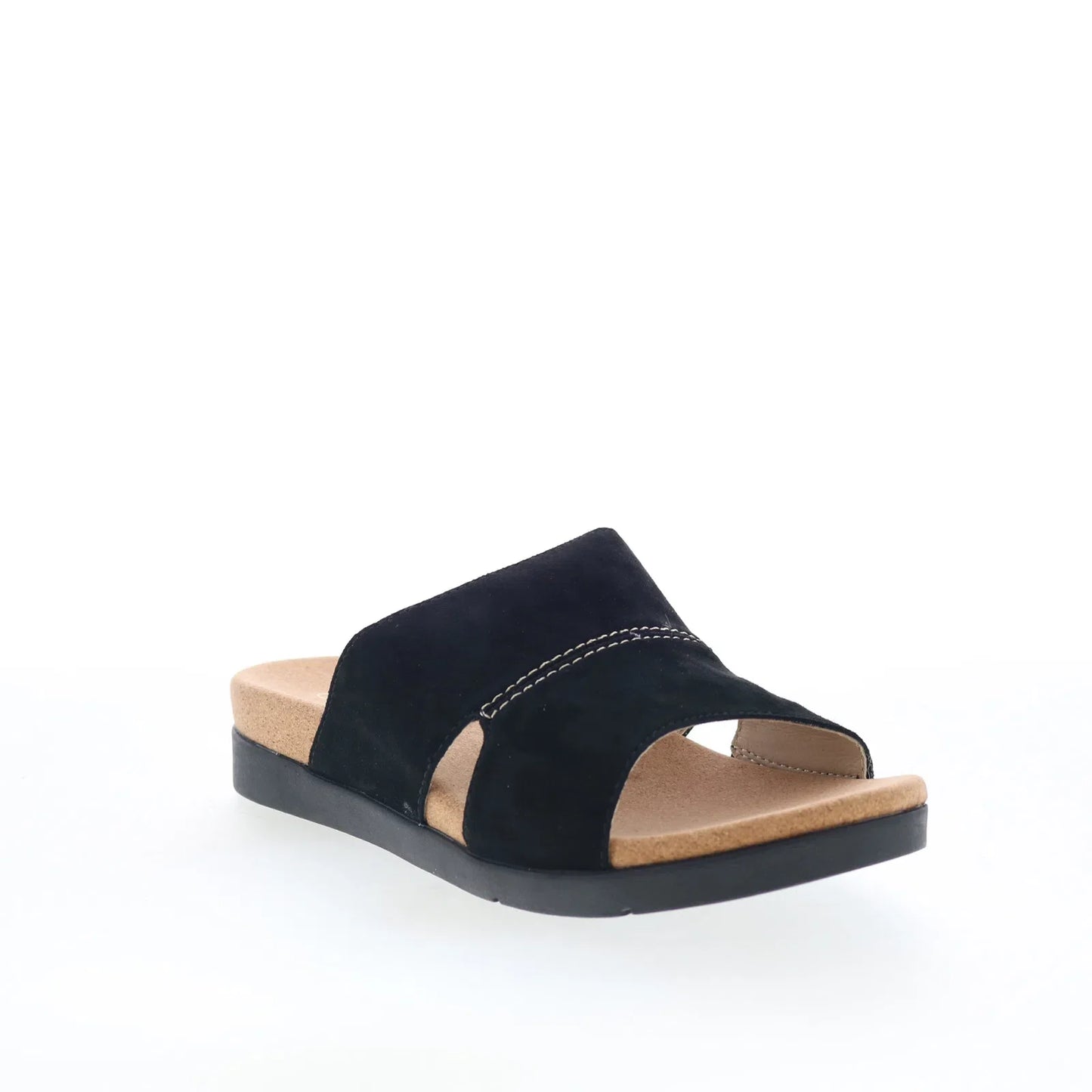 Spenco Sunrise Slide SP1218BLK Womens Black Wide Nubuck Slides Sandals Shoes