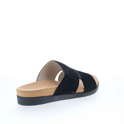 Spenco Sunrise Slide SP1218BLK Womens Black Wide Nubuck Slides Sandals Shoes