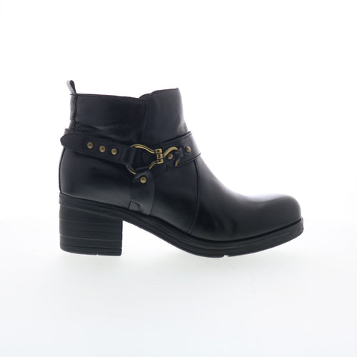 Miz Mooz Sydni Womens Black Leather Zipper Ankle & Booties Boots