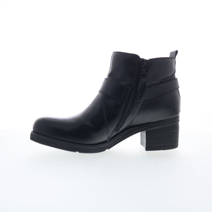 Miz Mooz Sydni Womens Black Leather Zipper Ankle & Booties Boots