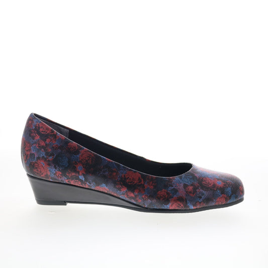 Trotters Lauren T1110-455 Womens Blue Leather Slip On Ballet Flats Shoes