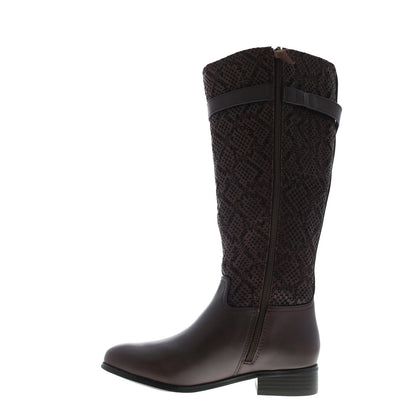 Trotters Lyra Wide Calf T1669-273 Womens Brown Leather Knee High Boots
