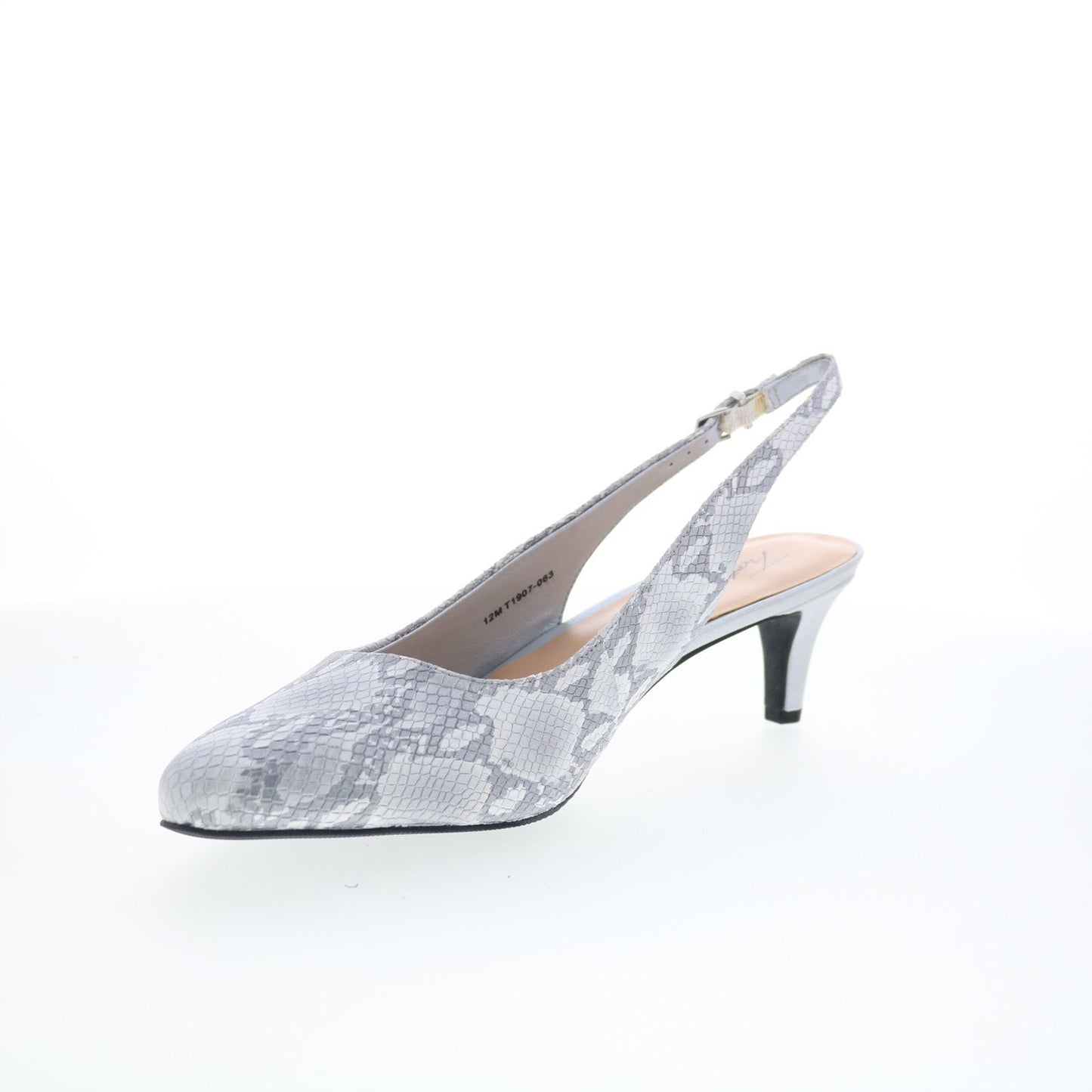 Trotters Keely T1907-063 Womens Gray Leather Slingback Heels Shoes