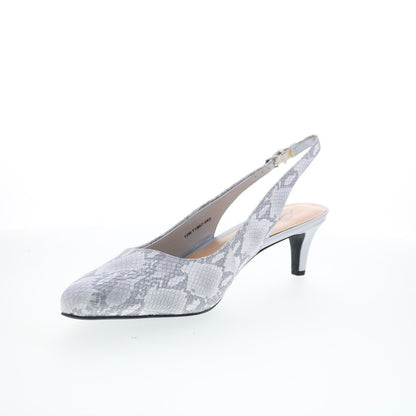 Trotters Keely T1907-063 Womens Gray Leather Slingback Heels Shoes