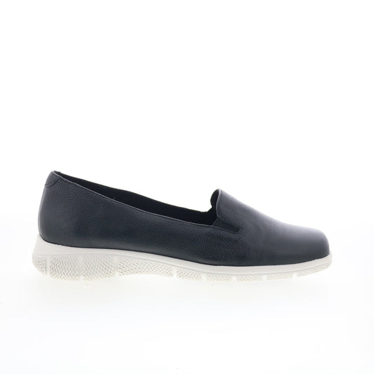 Trotters Universal T2110-001 Womens Black Leather Slip On Loafer Flats Shoes