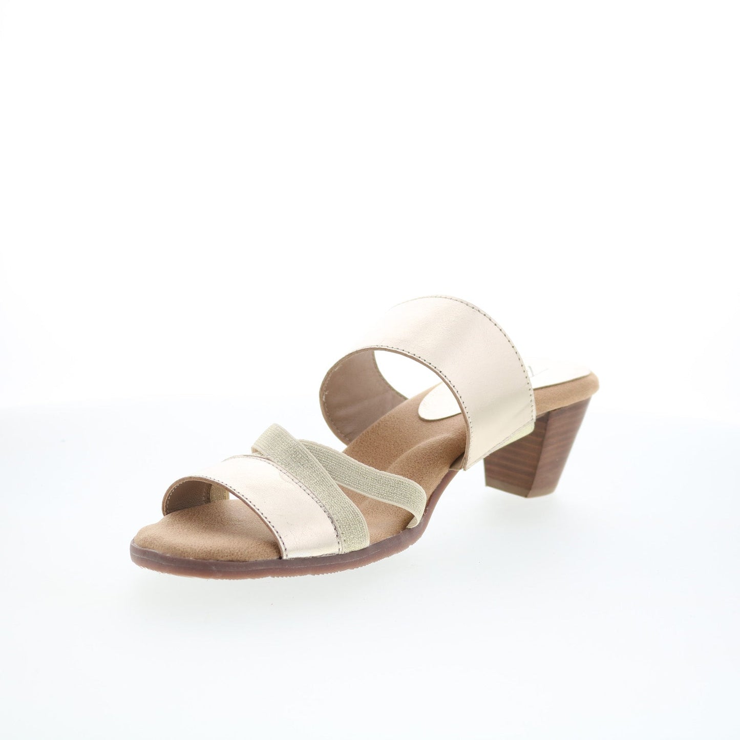 Trotters Maxine T2207-719 Womens Gold Leather Slip On Heeled Sandals Shoes