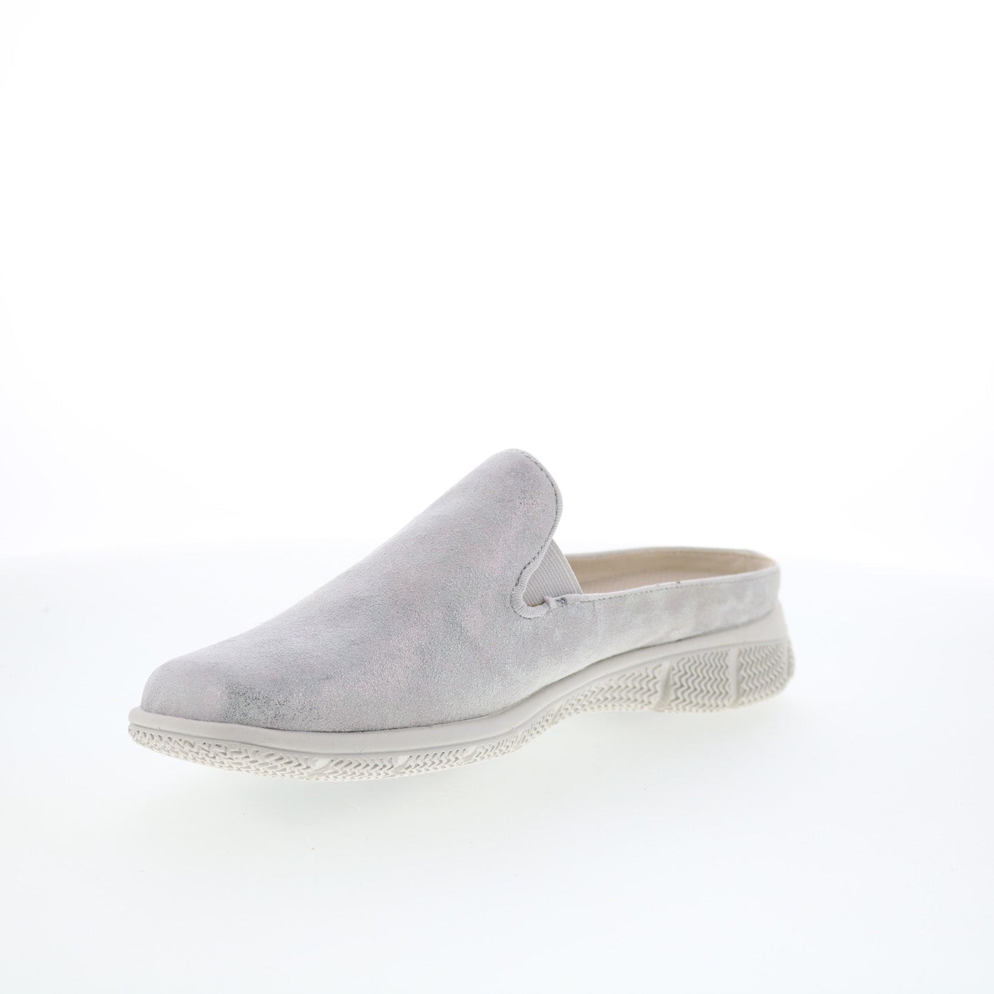 Trotters Uma T2238-044 Womens Silver Leather Slip On Mule Flats Shoes
