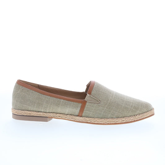 Trotters Estelle T2304-313 Womens Green Canvas Slip On Loafer Flats Shoes
