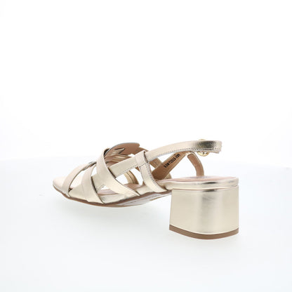 Trotters Luna T2313-709 Womens Gold Leather Heeled Sandals Shoes