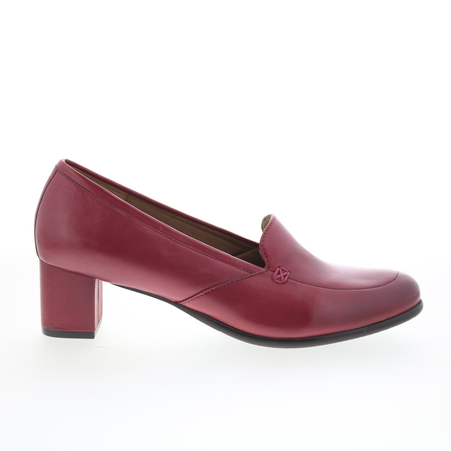 Trotters Cassidy T2352-642 Womens Red Leather Slip On Pumps Heels Shoes