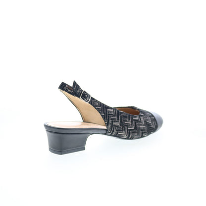 Trotters Dea T7001-013 Womens Black Leather Slingback Heels Shoes