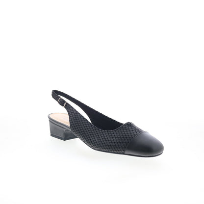 Trotters Dea T7001-031 Womens Black Narrow Leather Slingback Heels Shoes