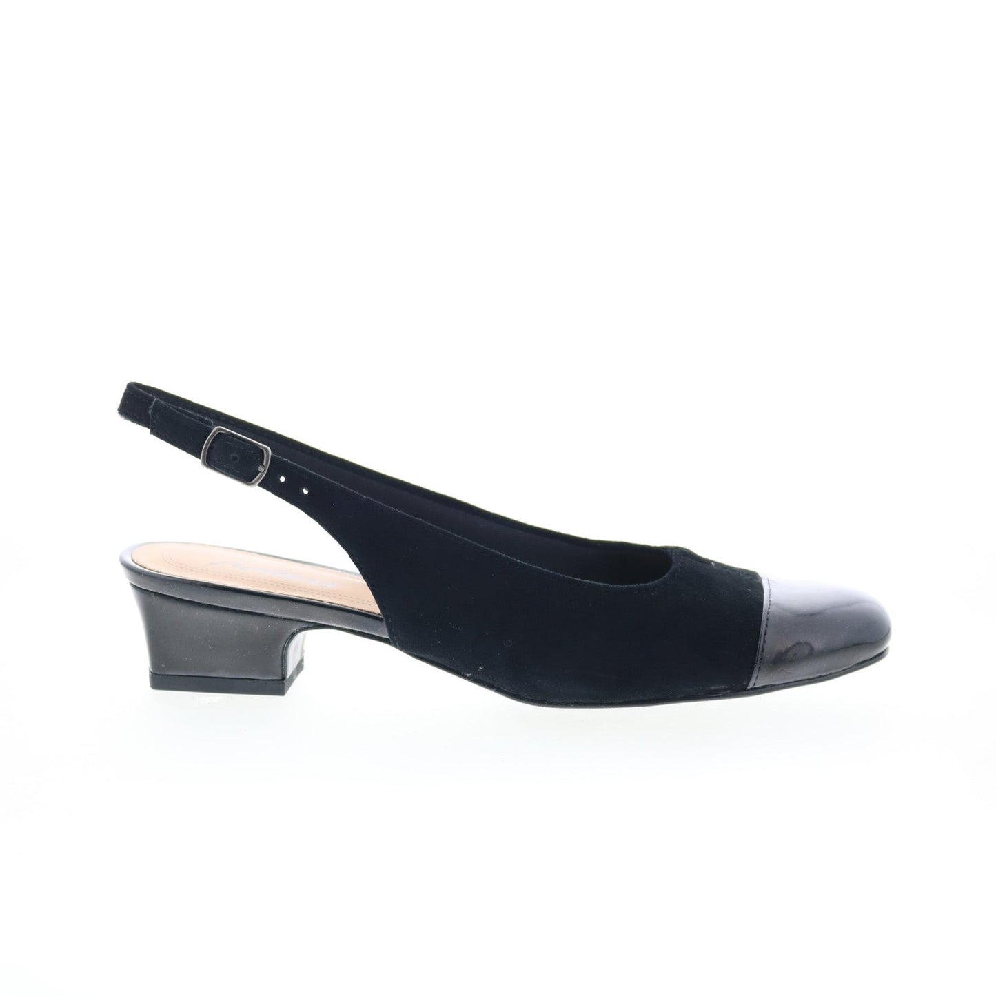 Trotters Dea T7001-048 Womens Black Narrow Suede Slingback Heels Shoes