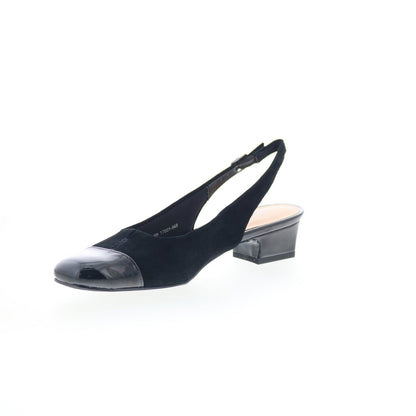 Trotters Dea T7001-048 Womens Black Narrow Suede Slingback Heels Shoes