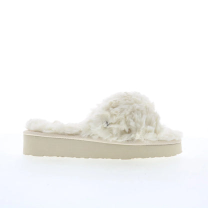 Minnetonka Teddy 3 Crossband 5995104 Womens Beige Slides Slippers Shoes