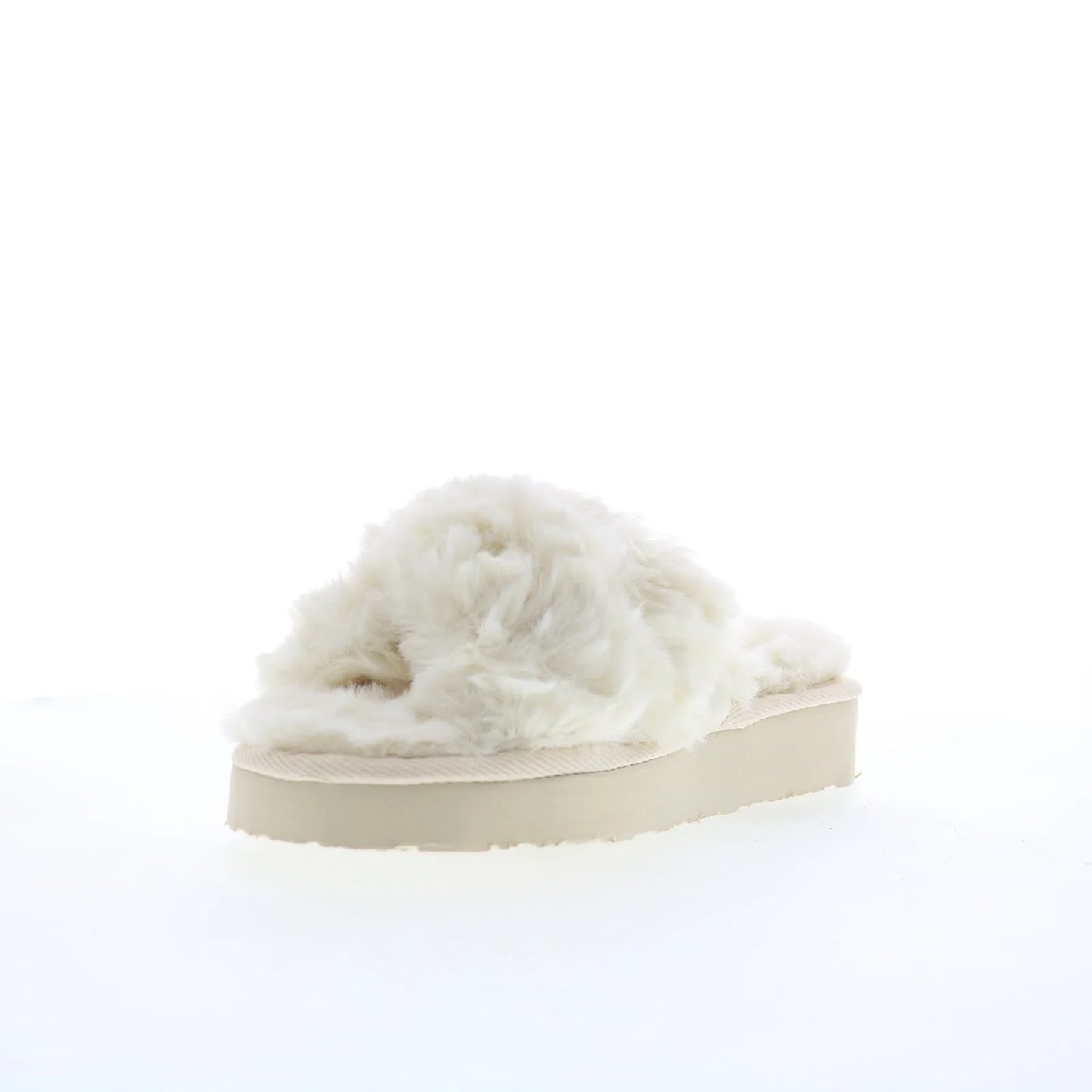 Minnetonka Teddy 3 Crossband 5995104 Womens Beige Slides Slippers Shoes