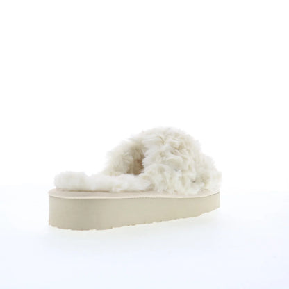 Minnetonka Teddy 3 Crossband 5995104 Womens Beige Slides Slippers Shoes