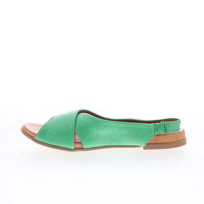 Miz Mooz Thayne Womens Green Leather Slip On Slingback Sandals Shoes